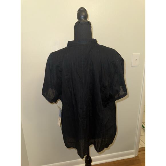 NEW Relativity Women’s Black Lace Sheer Button Down Blouse Goth Dark 2XL - Picture 5 of 5